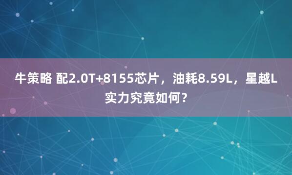牛策略 配2.0T+8155芯片，油耗8.59L，星越L实力究竟如何？